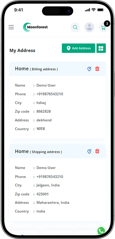 Offerup clone my addresses screen