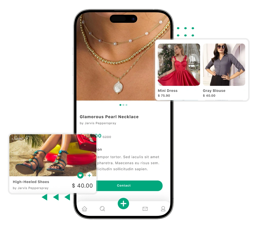 Offerup clone product listing with photos and descriptions features