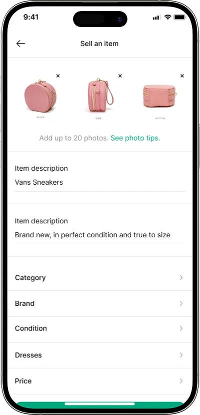 Offerup clone sell an item screen