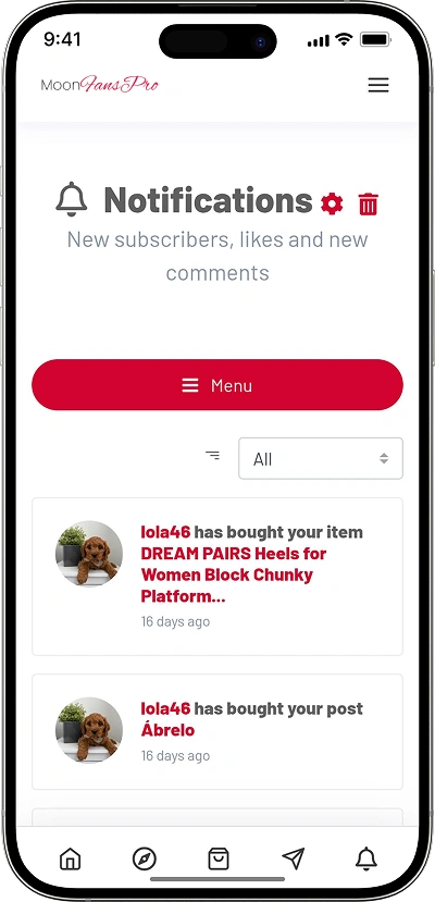 creator marketplace script notifications screen