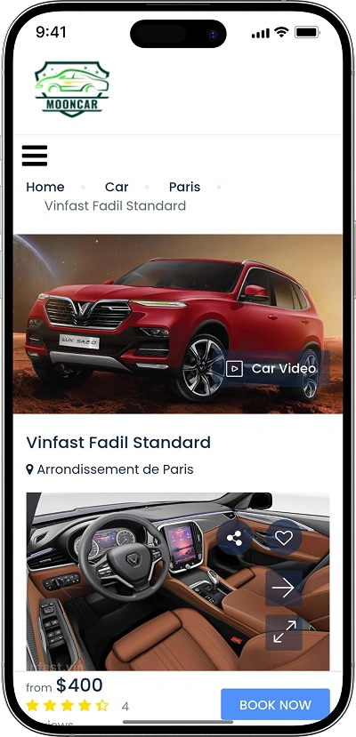 Car rental script cars to rent screen