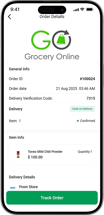 Grocery delivery script detailed invoice breakdown screen