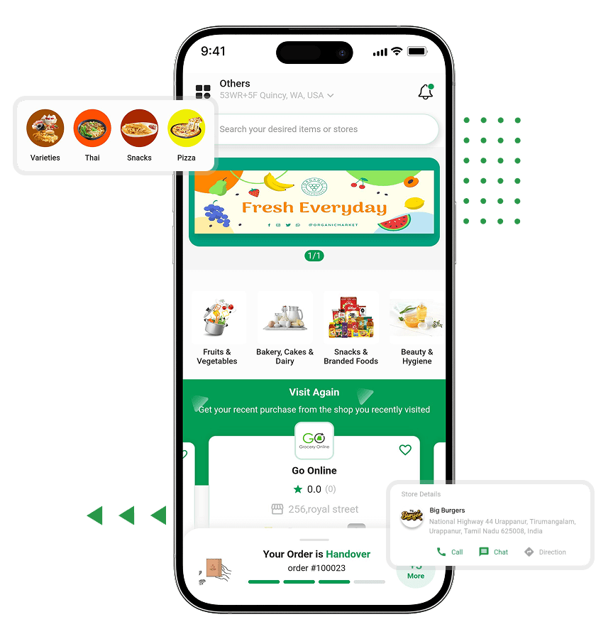 Grocery delivery script ongoing offers and store details screen