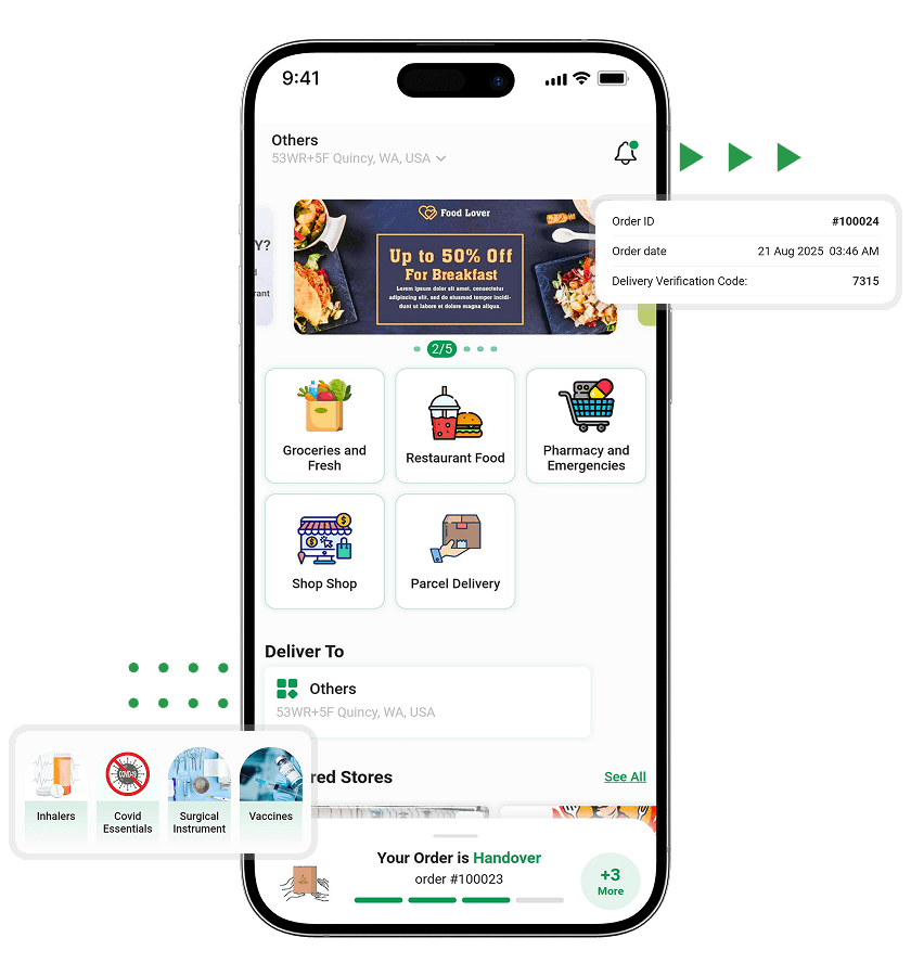 Grocery delivery script product categories and order details features