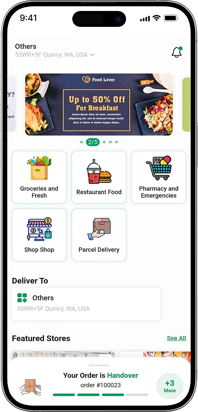 Grocery delivery script product categories screen