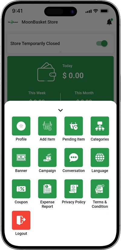 Grocery delivery script store app tools and features screen