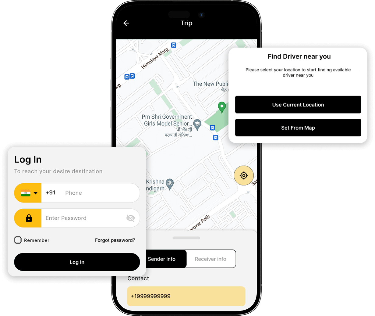 Hailo clone easy login, nearby driver search features