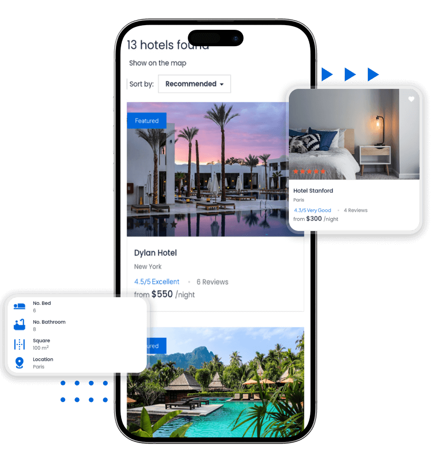 HomeAway clone search filters and exclusive experience booking features
