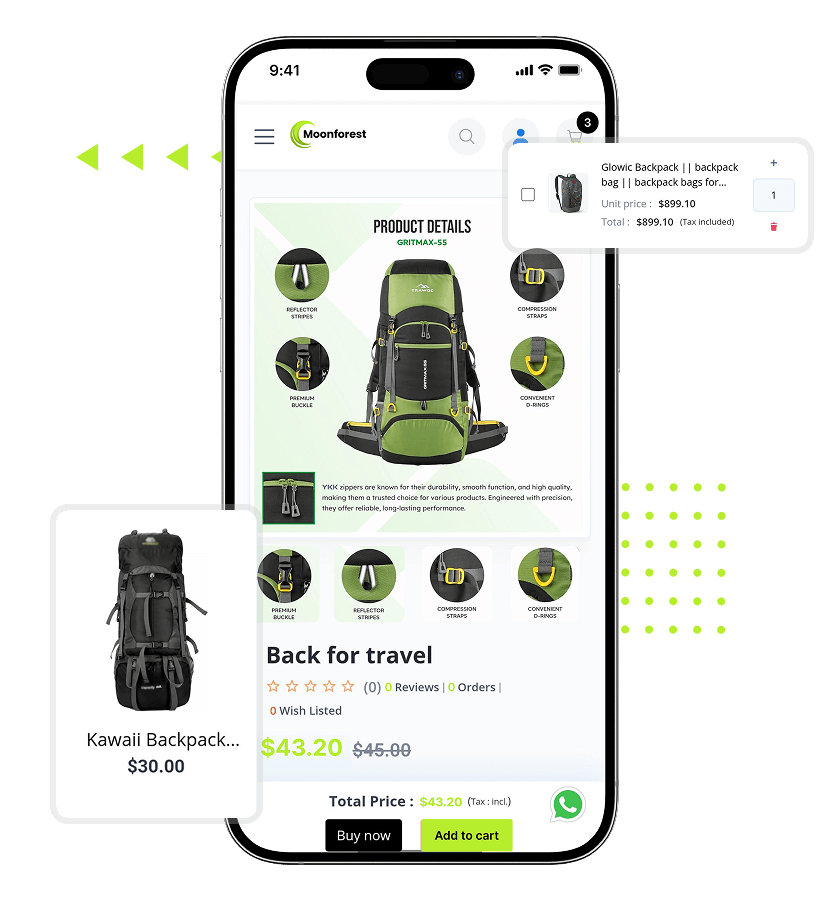 Namshi clone product details with images, description and price feature