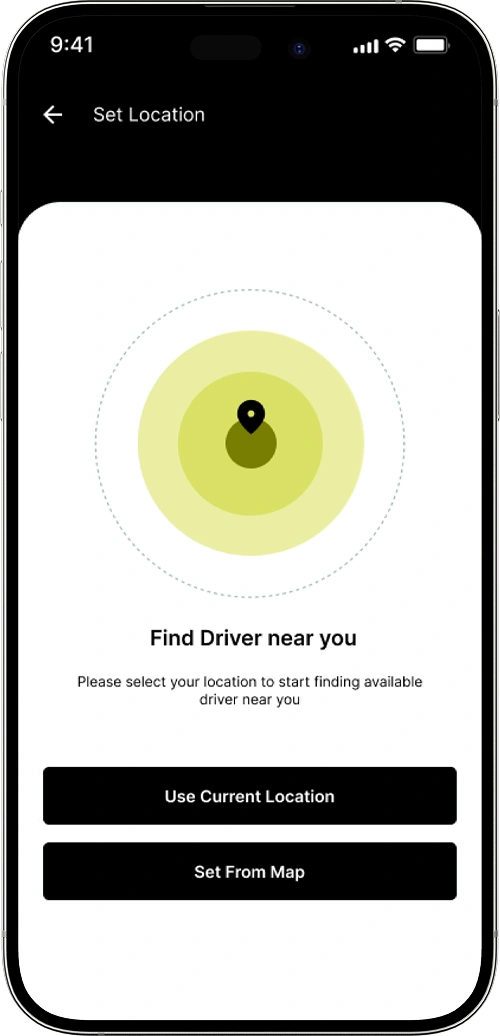 Ola clone find driver near you screen