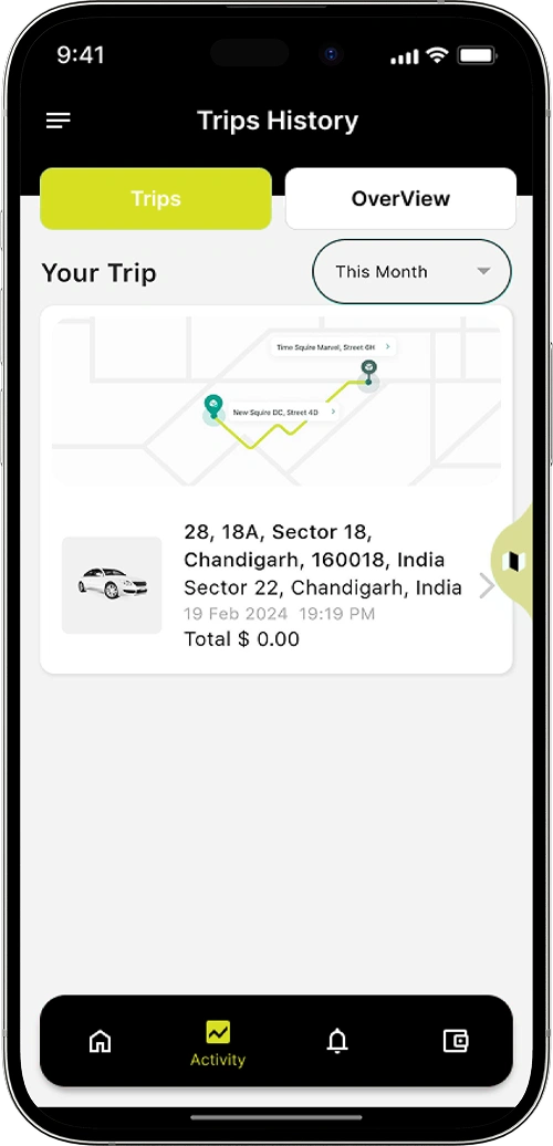 Ola clone past trip details screen