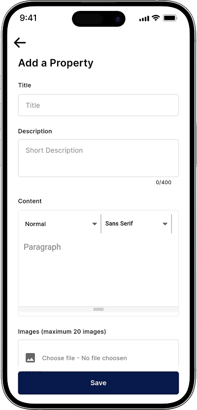 Property listing script property listing form screen