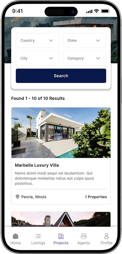 Property listing script search filters screen