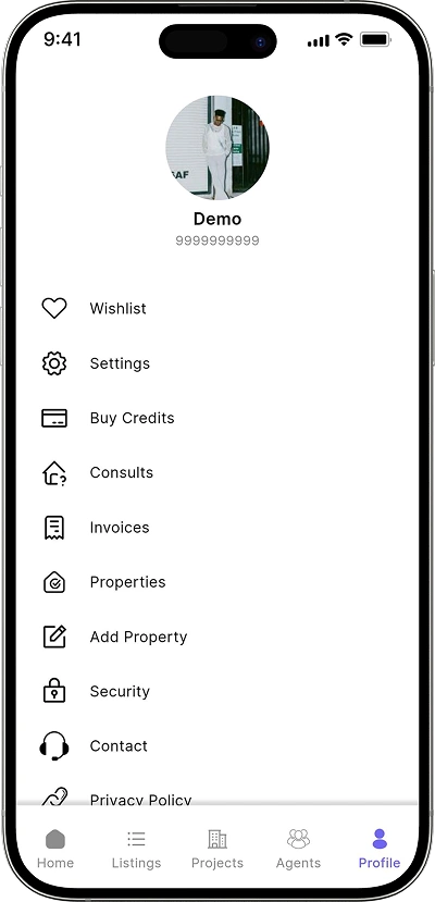 Property listing script user profile management screen