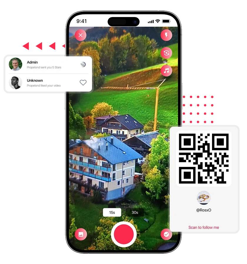 Short video app script video recording, profile QR code link,
