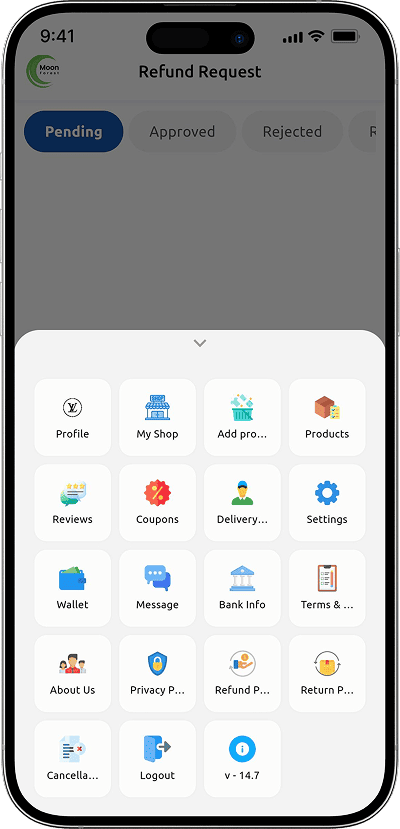 ecommerce script user menu options