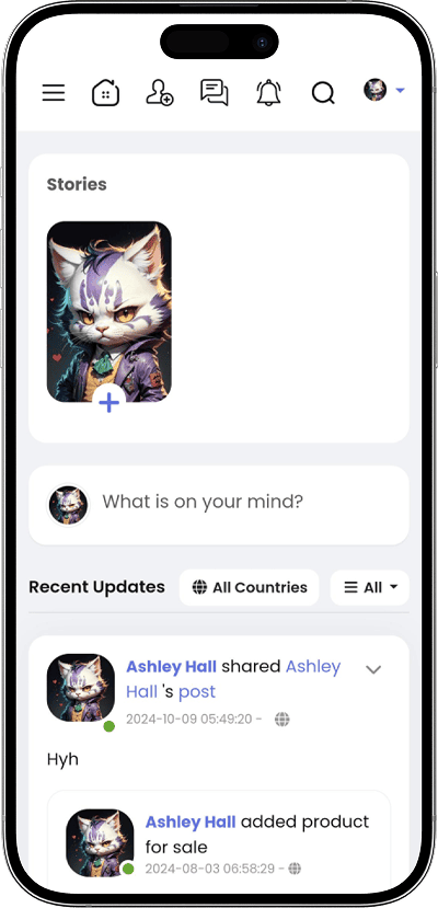 social media script homepage with stories, news feed and upload posts