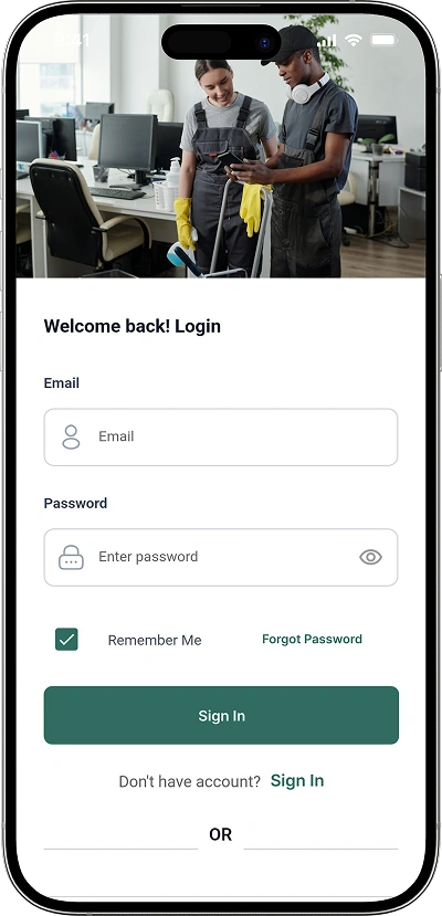 Helpling clone login screen