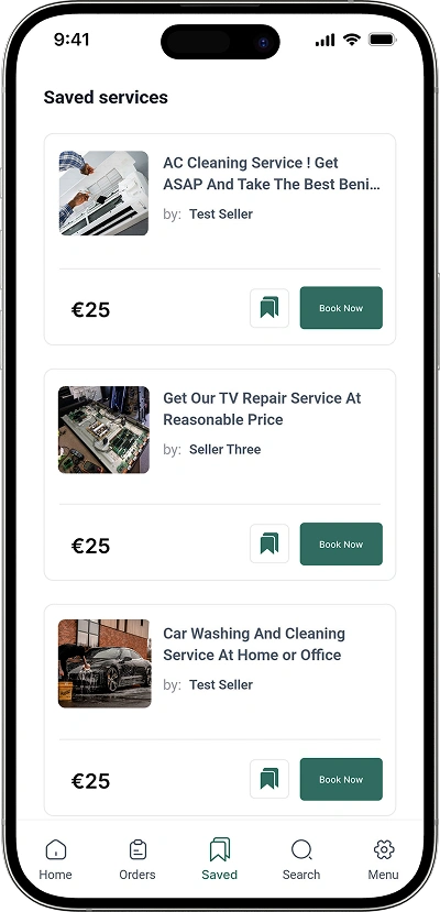 Helpling clone saved services screen