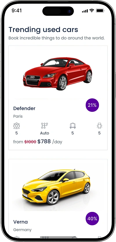 Hertz clone trending used car screen