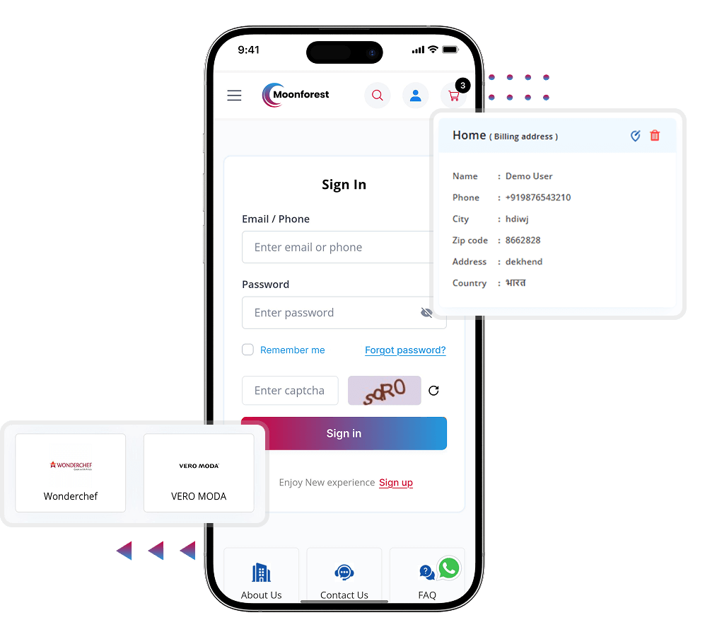 Lazada clone easy login, multiple addresses, and explore brand specific products features