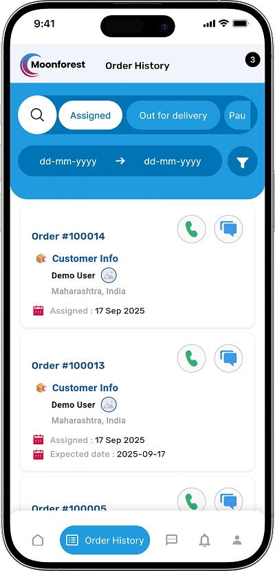 Lazada clone order history screen