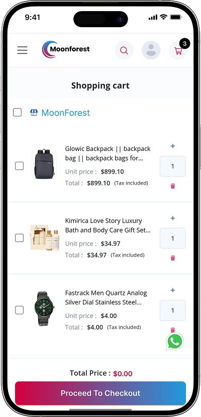 Lazada clone shopping cart screen