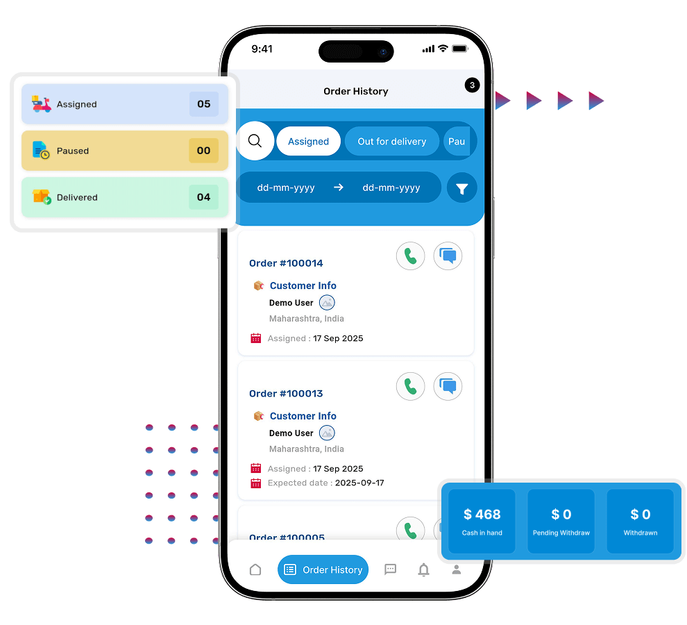 Pharmacy delivery app script order history and dashboard features