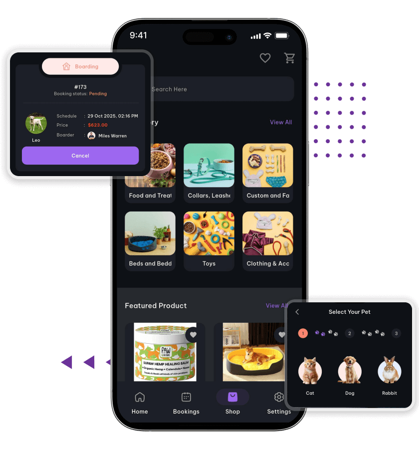 Rover clone received reviews, and upcoming appointment features