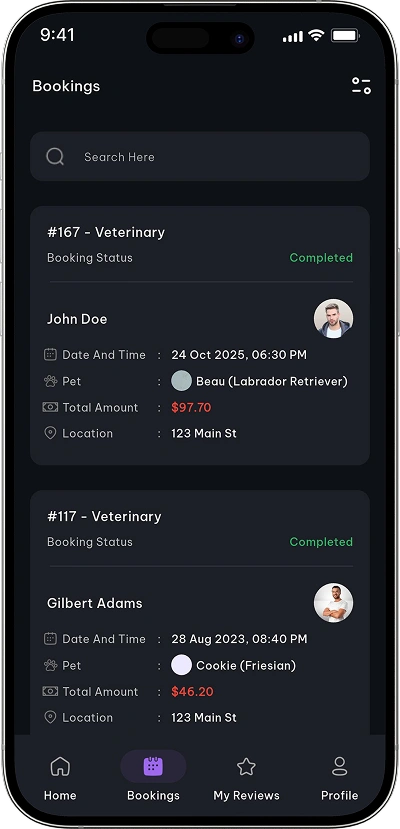 Rover clone service provider app pending booking screen