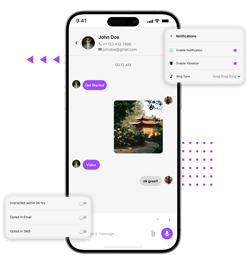 UChat clone automated messaging and notification setting feature