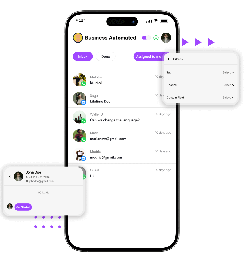 UChat clone filtered chats and customer details feature