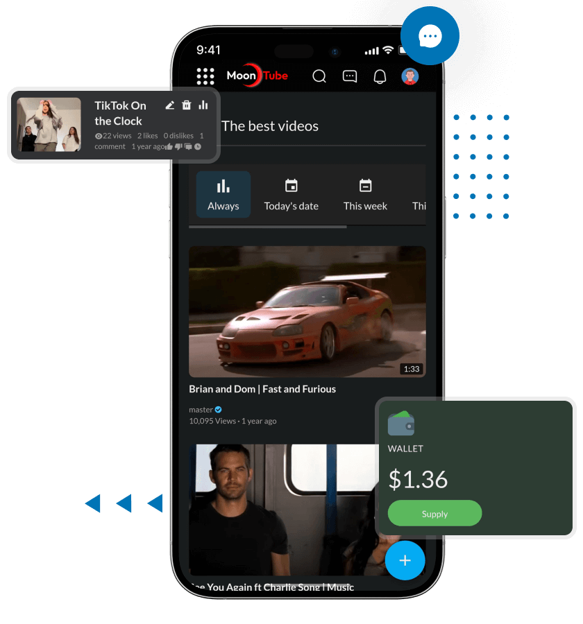 Vimeo clone best videos, wallet, and own channel control panel features