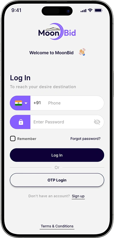white label taxi app login screen