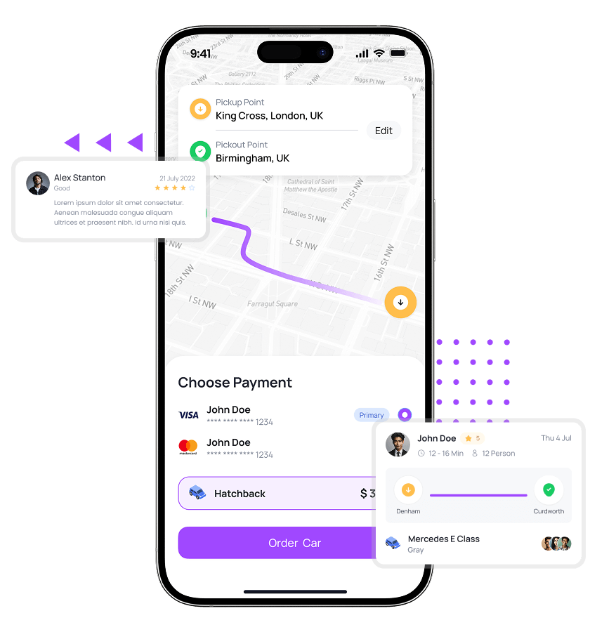 Carpooling script easy car order, and driver review features