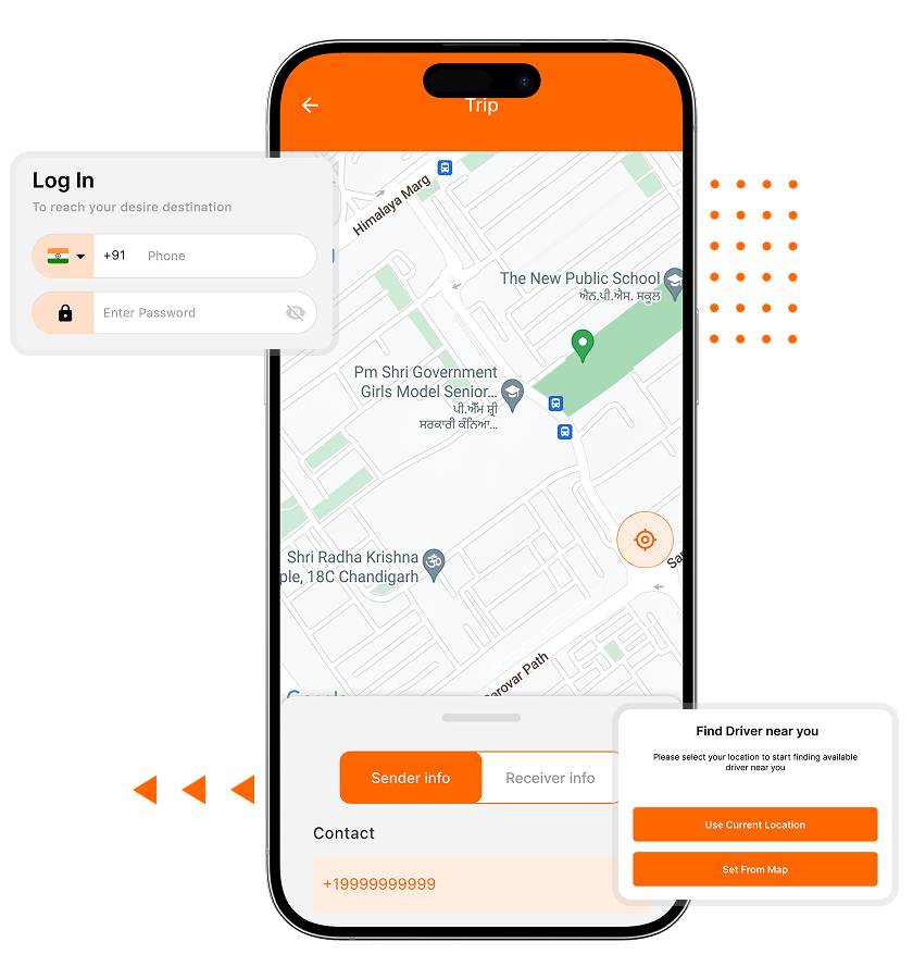 Easy taxi clone seamless login, map view, search drivers features