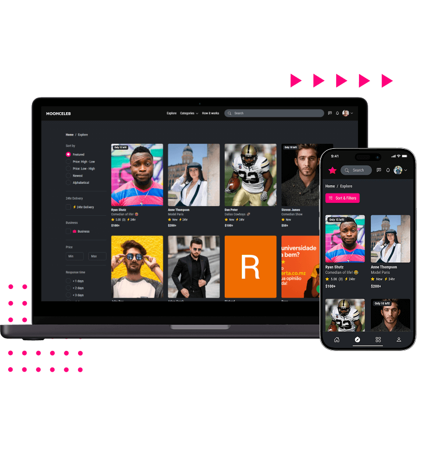 Cameo clone creators browsing and booking video features for users