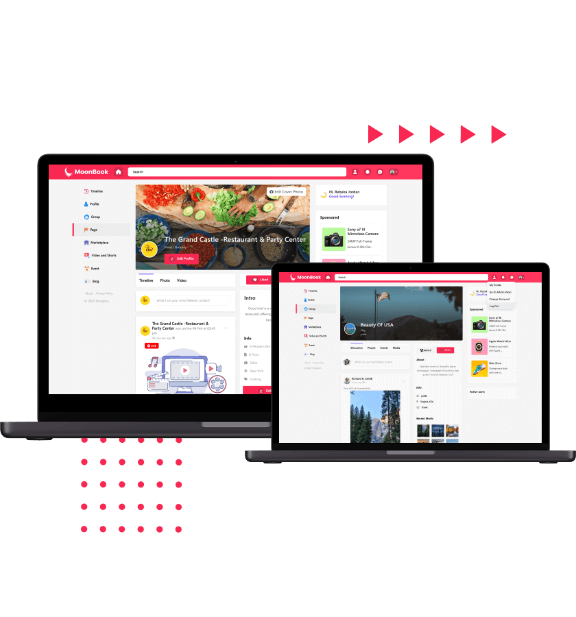 Facebook clone platform-wide security, moderation, and account protection features