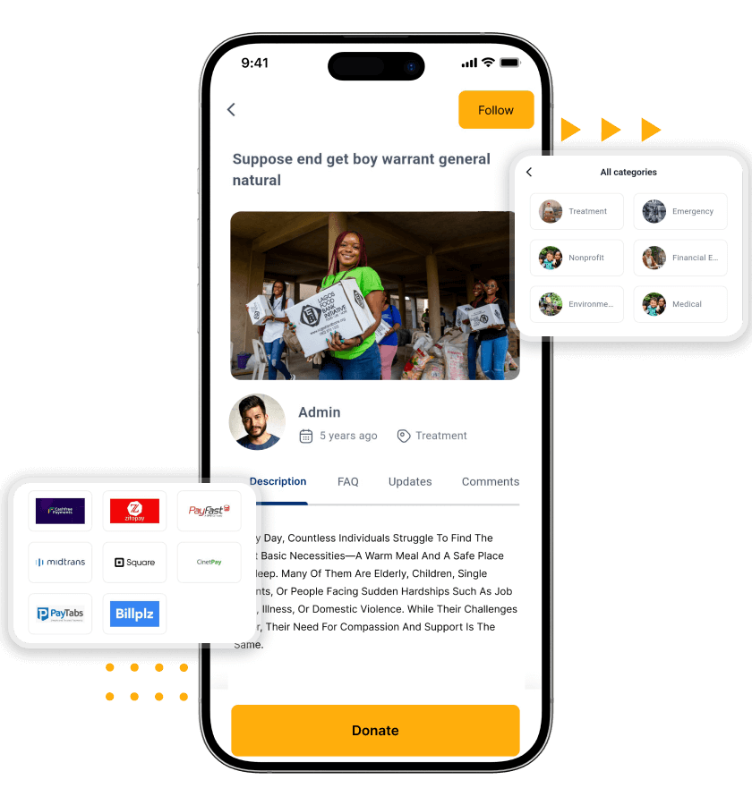 GoFundme clone Campaign Details, Categories and Payment Options