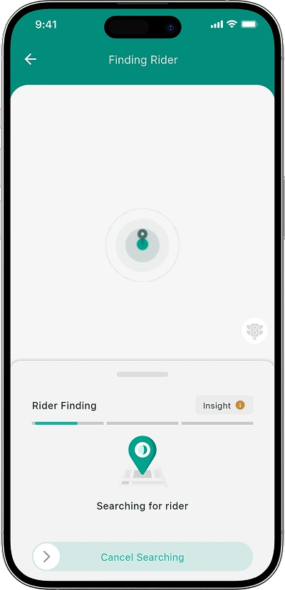 Indriver clone finding rider screen