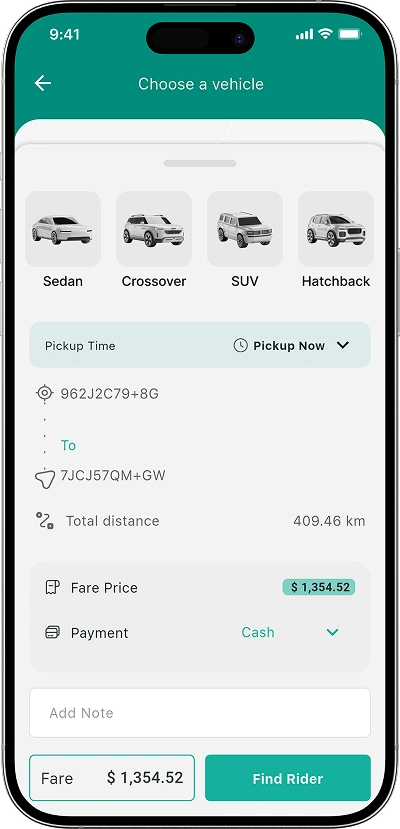 Indriver clone trip details form screen