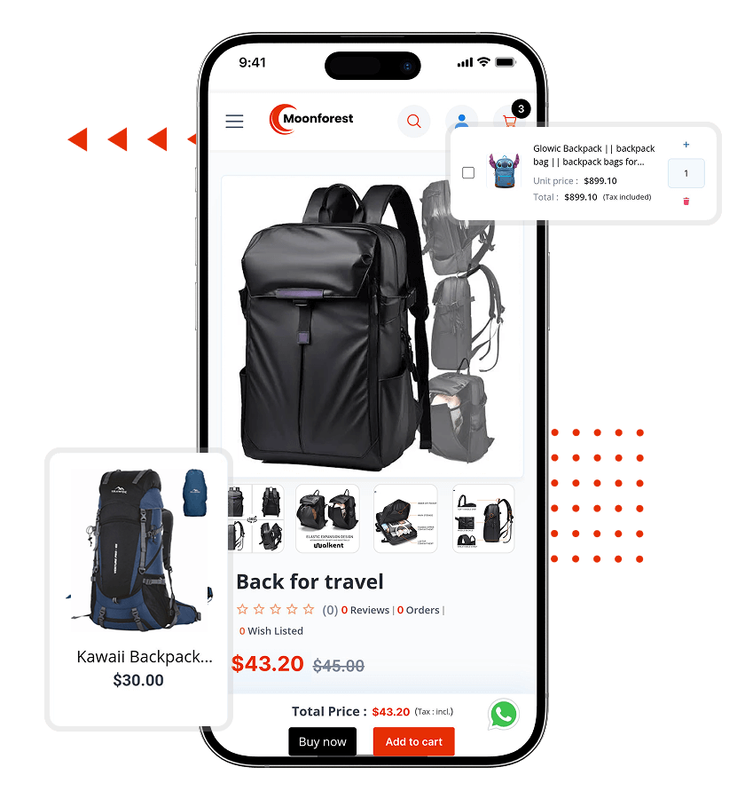 aliexpress clone product detail and cart management features