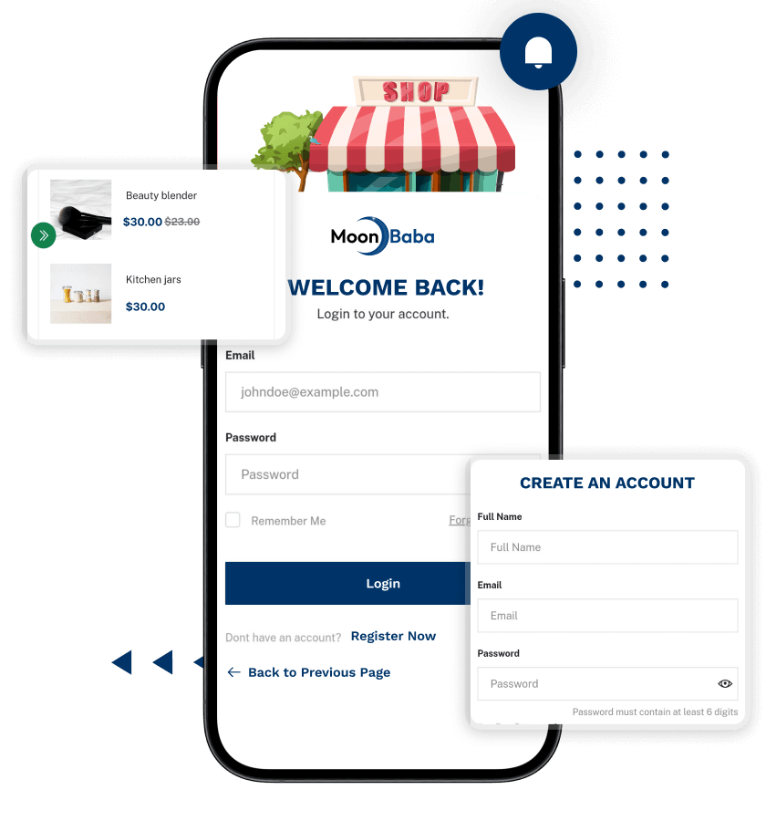 B2B marketplace script user login and registration features