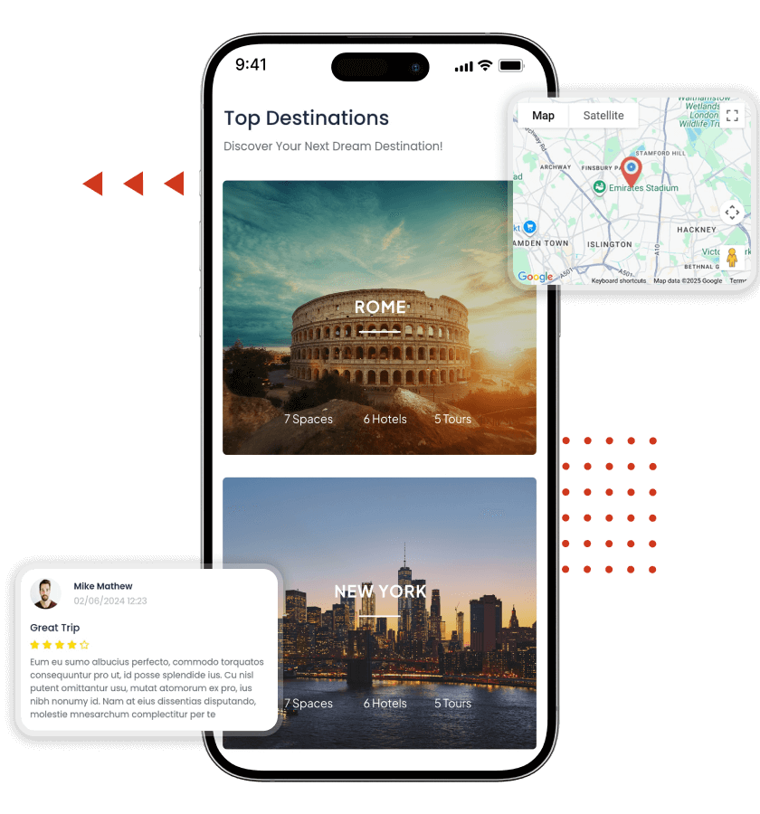 MakeMyTrip clone top destinations maps and travel planning features