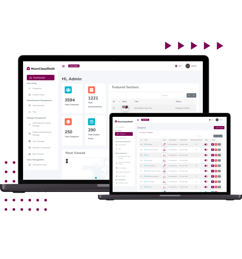 Poshmark clone admin dashboard for listings users and ads management features