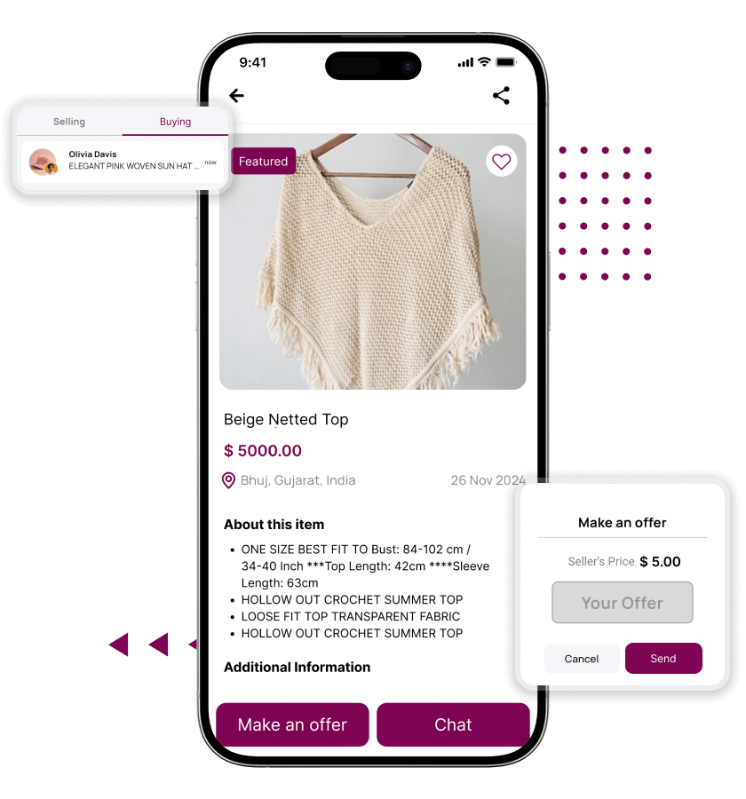 Poshmark clone product detail and make offer negotiation features