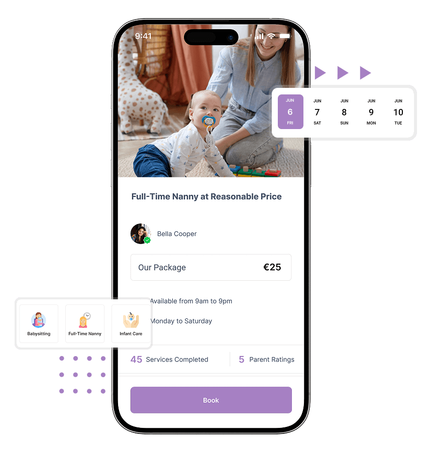 Uber for Babysitters babysitter profile, pricing, and scheduling features