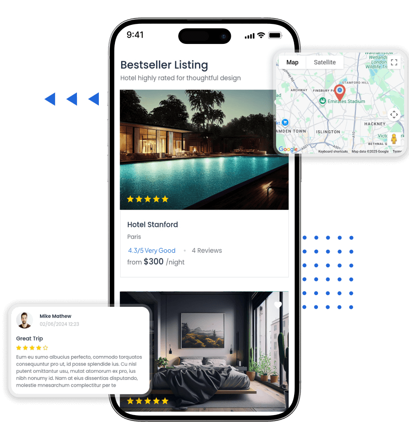 Agoda clone bestseller hotels and map features