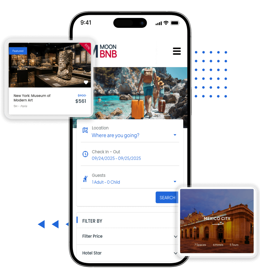 Agoda clone featured listings and top destinations features