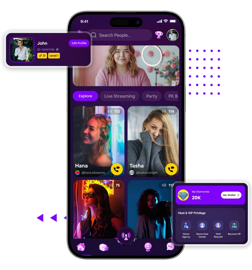 Bigo Live clone explore creators and live streaming features